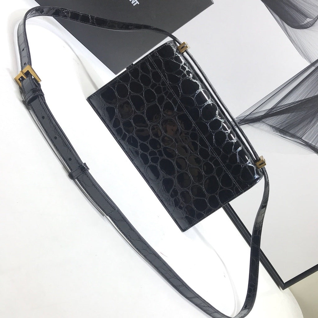YSSL Cassandra Small Crossbody Bag With Stone Print Black For Women 7in/19cm YSL