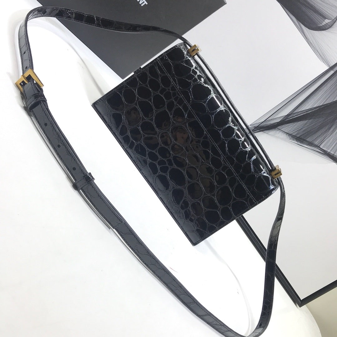 YSSL Cassandra Small Crossbody Bag With Stone Print Black For Women 7in/19cm YSL