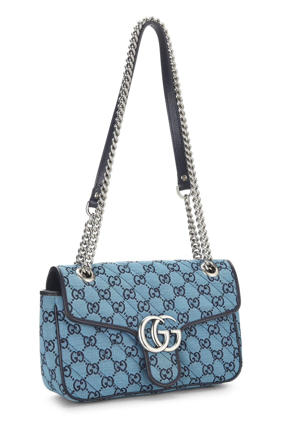 Gucci,  Blue GG Canvas Marmont Shoulder Bag Small, Blue