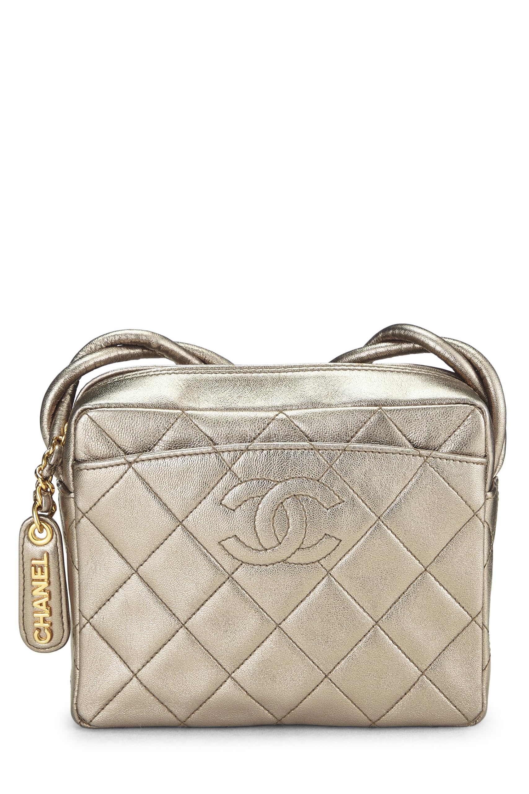 Chanel,  Metallic Gold Quilted Lambskin Shoulder Bag Mini, Gold