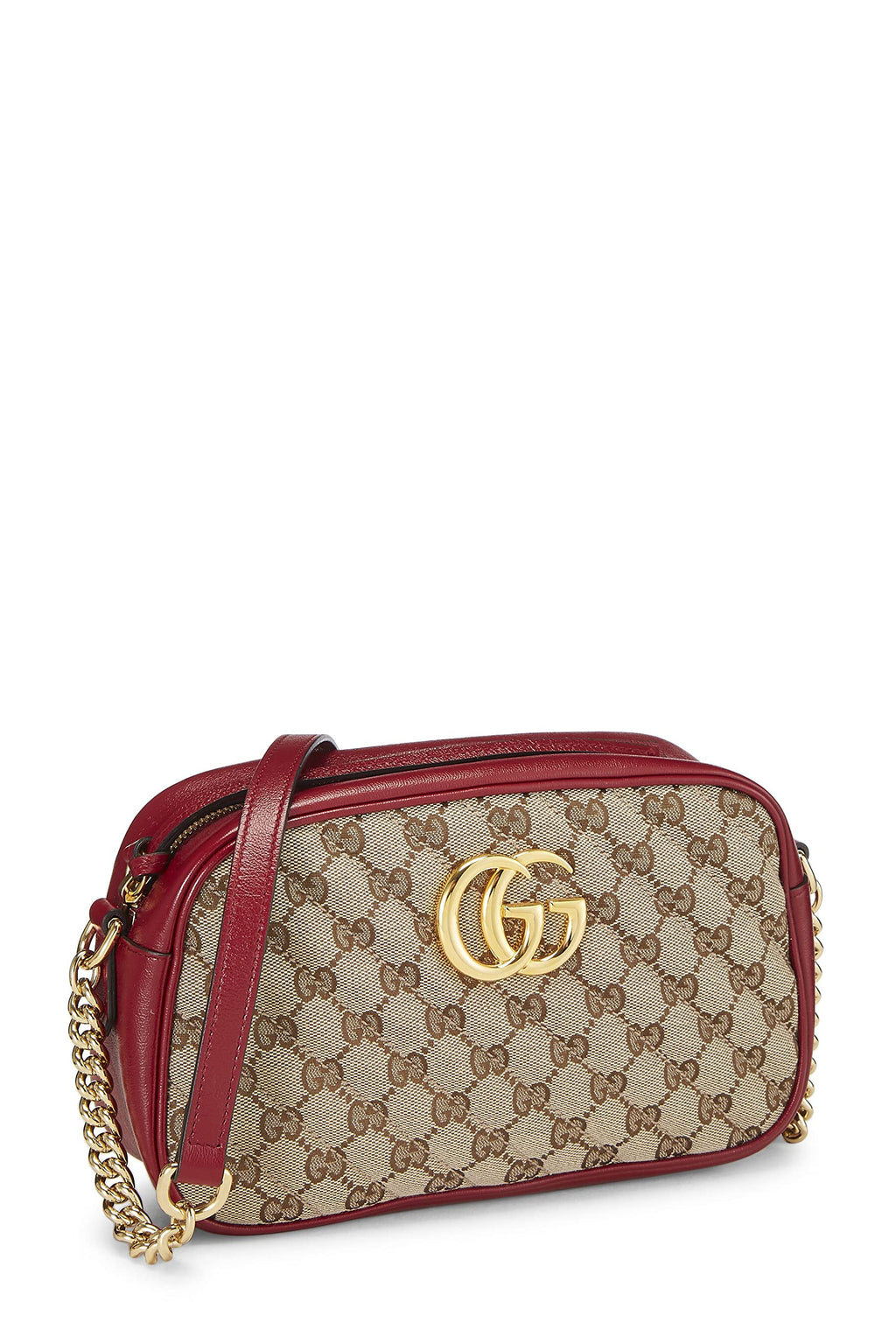 Gucci,  Red Original Gucci Canvas Marmont Crossbody Small, Red