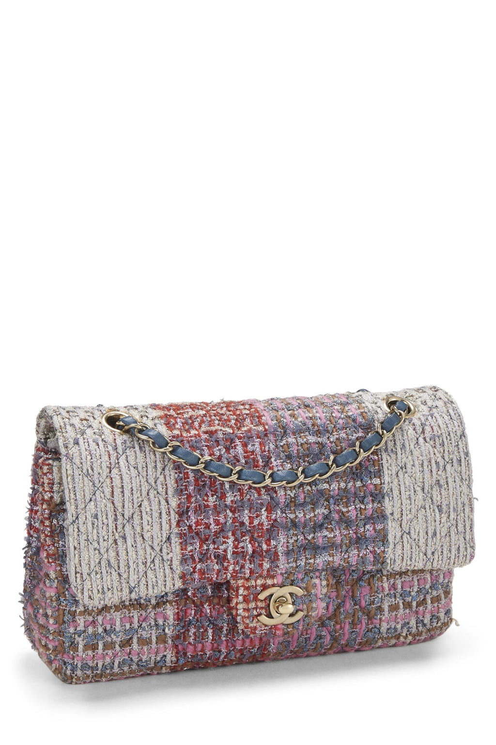 Chanel,  Multicolor Paneled Tweed Classic Double Flap Medium, Multi