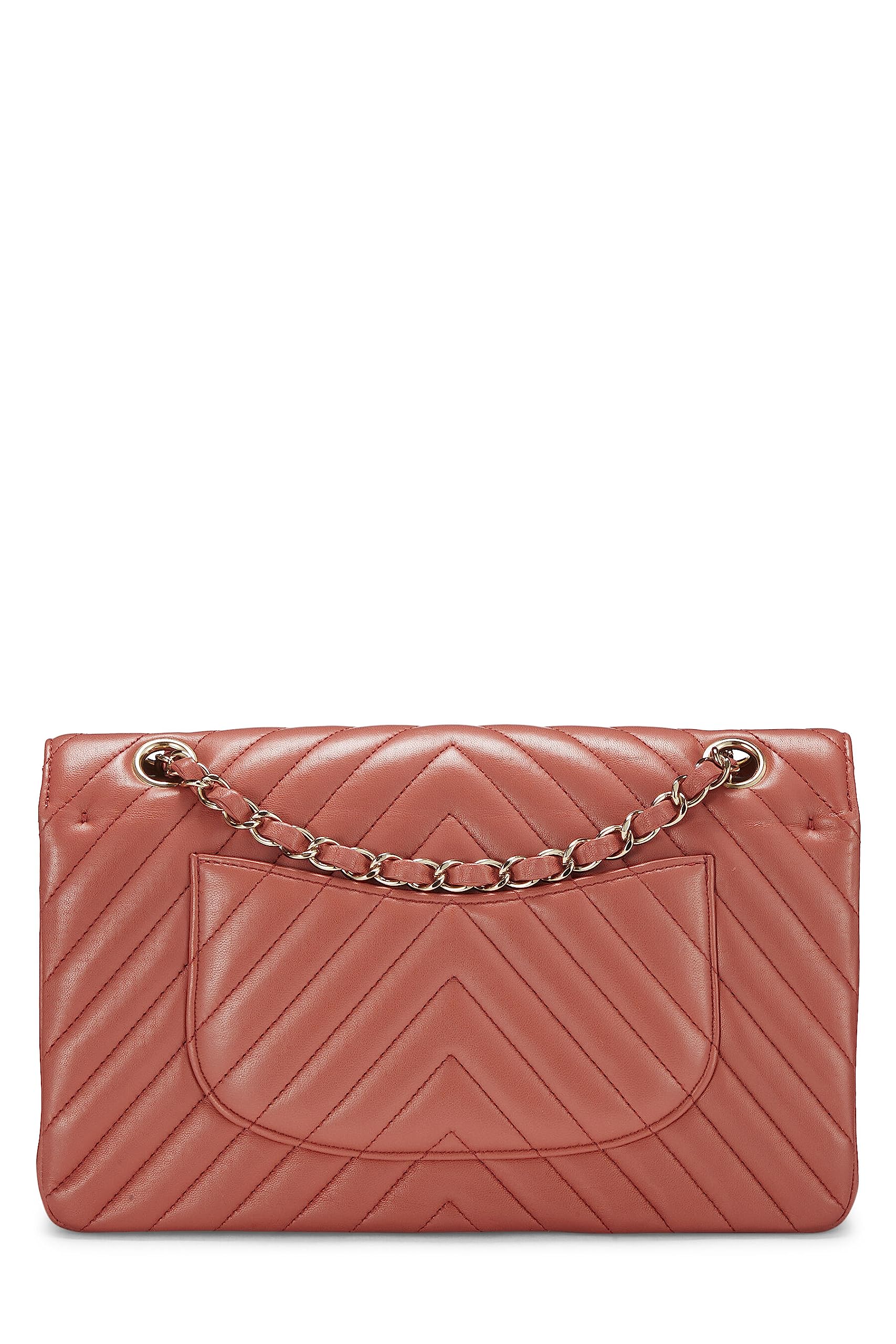 Chanel,  Orange Chevron Lambskin Classic Double Flap Medium, Orange