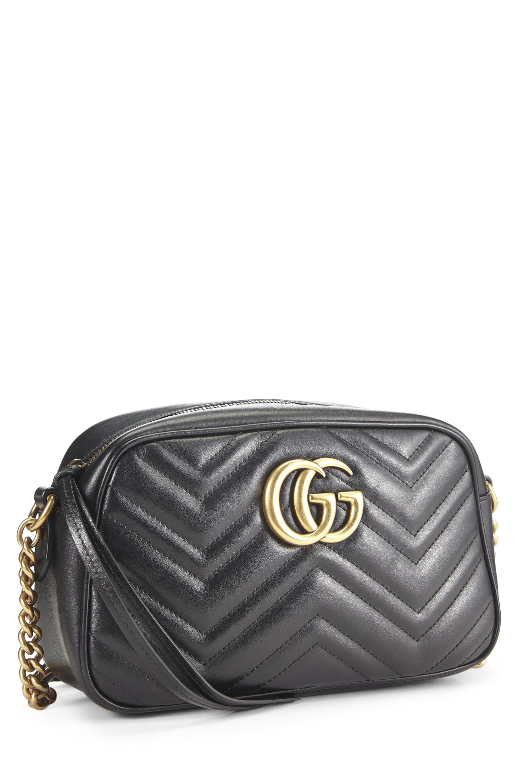 Gucci,  Black Leather Gucci Marmont Crossbody, Black
