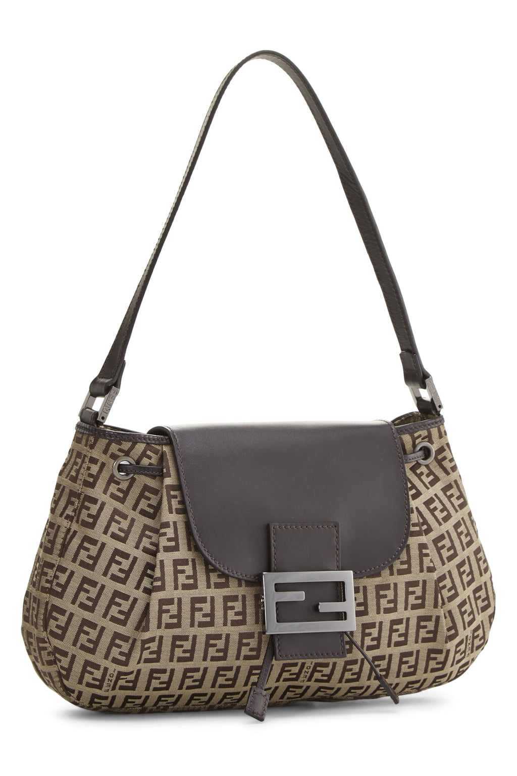 Fendi,  Brown Zucchino Canvas Shoulder Bag, Brown