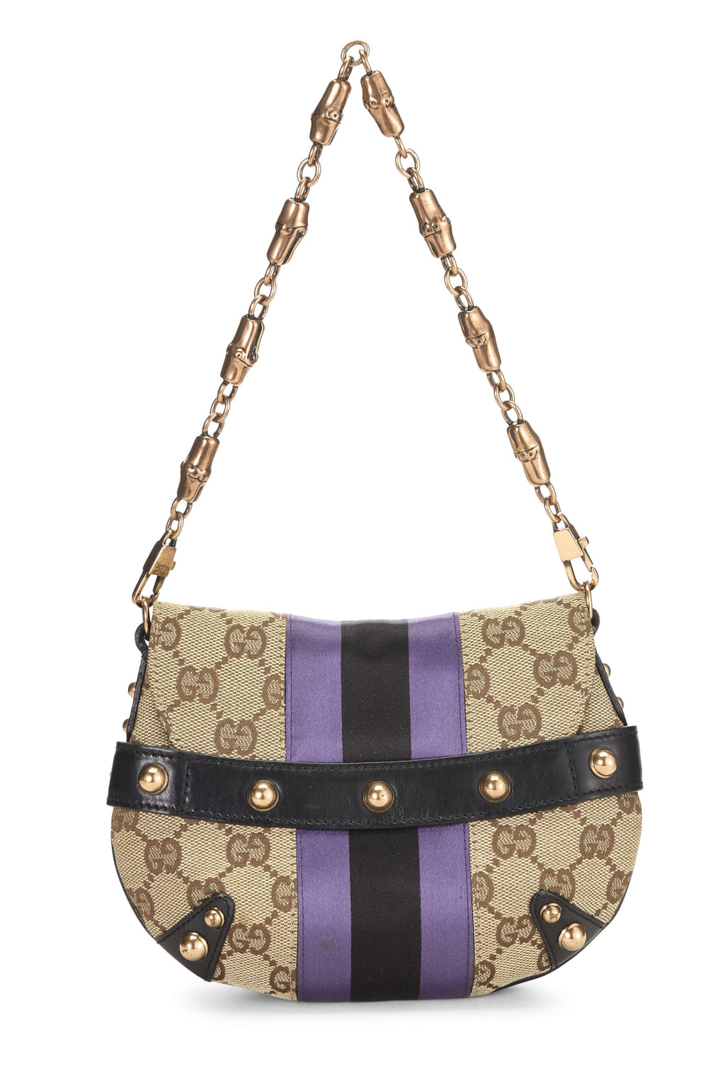 Gucci,  Purple Original GG Canvas Horsebit Chain Shoulder Bag, Purple
