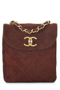 Chanel,  Brown Suede Crossbody, Brown