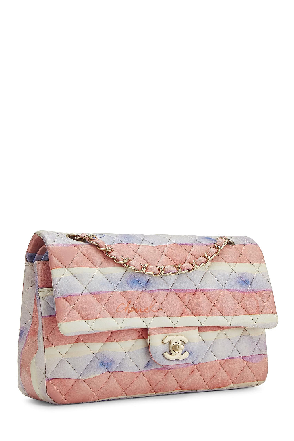 Chanel,  Multicolor Lambskin Watercolor Classic Double Flap Medium, Multi