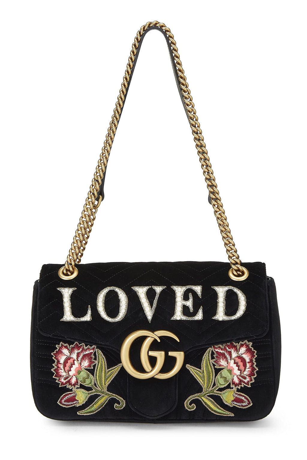 Gucci,  Black VeLouis Vuittonet Marmont 'Loved' Shoulder Bag, Black