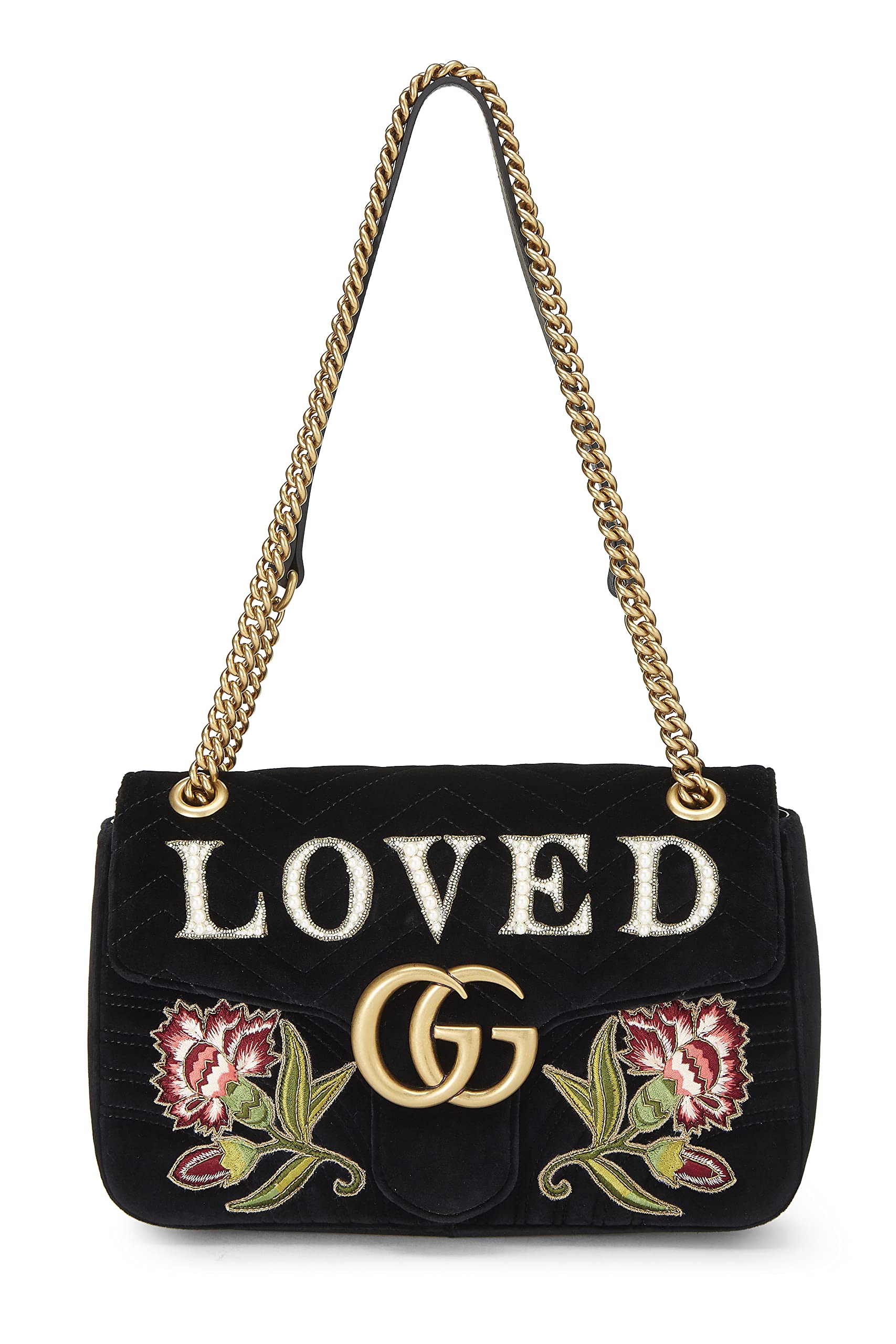 Gucci,  Black VeLouis Vuittonet Marmont 'Loved' Shoulder Bag, Black