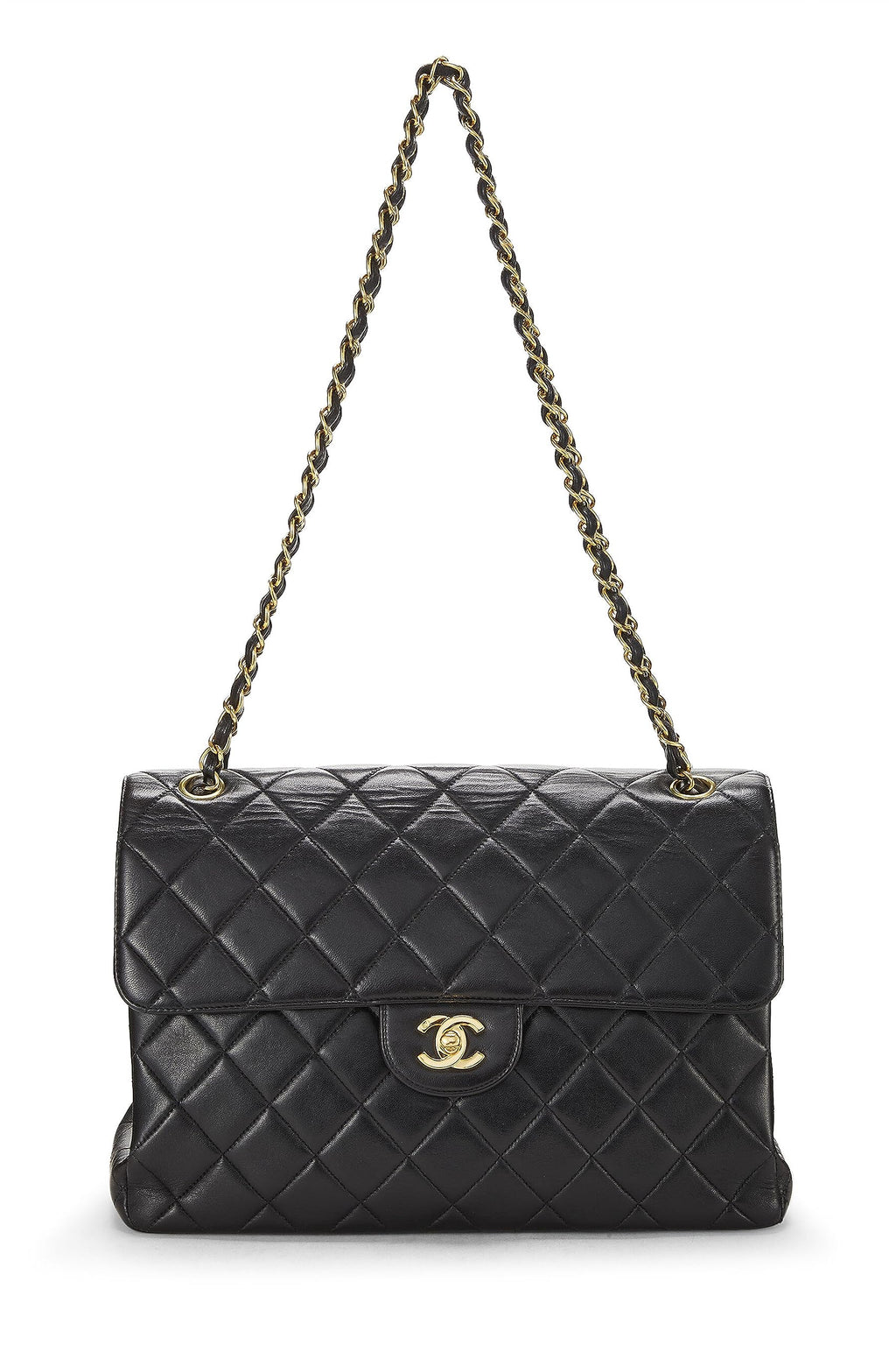 Chanel,  Black Quilted Lambskin Double Sided Classic Flap Jumbo, Black