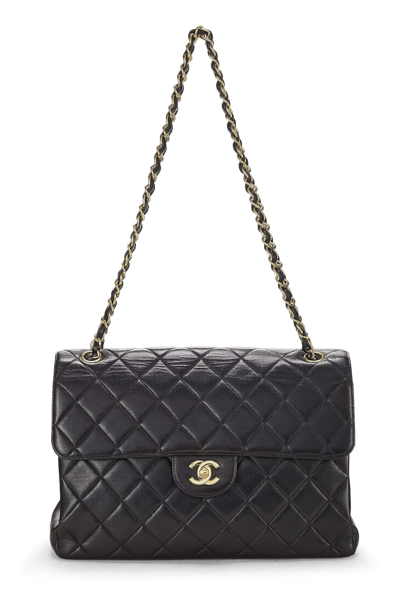 Chanel,  Black Quilted Lambskin Double Sided Classic Flap Jumbo, Black