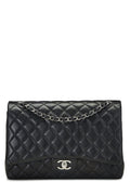 Chanel,  Black Quilted Lambskin New Classic Double Flap Maxi, Black