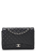 Chanel,  Black Quilted Caviar New Classic Double Flap Maxi, Black