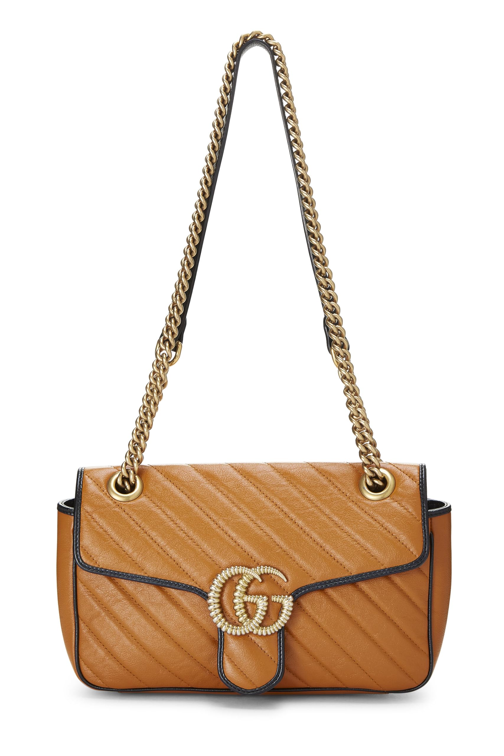 Gucci,  Orange Leather Torchon Marmont Shoulder Bag Small, Orange