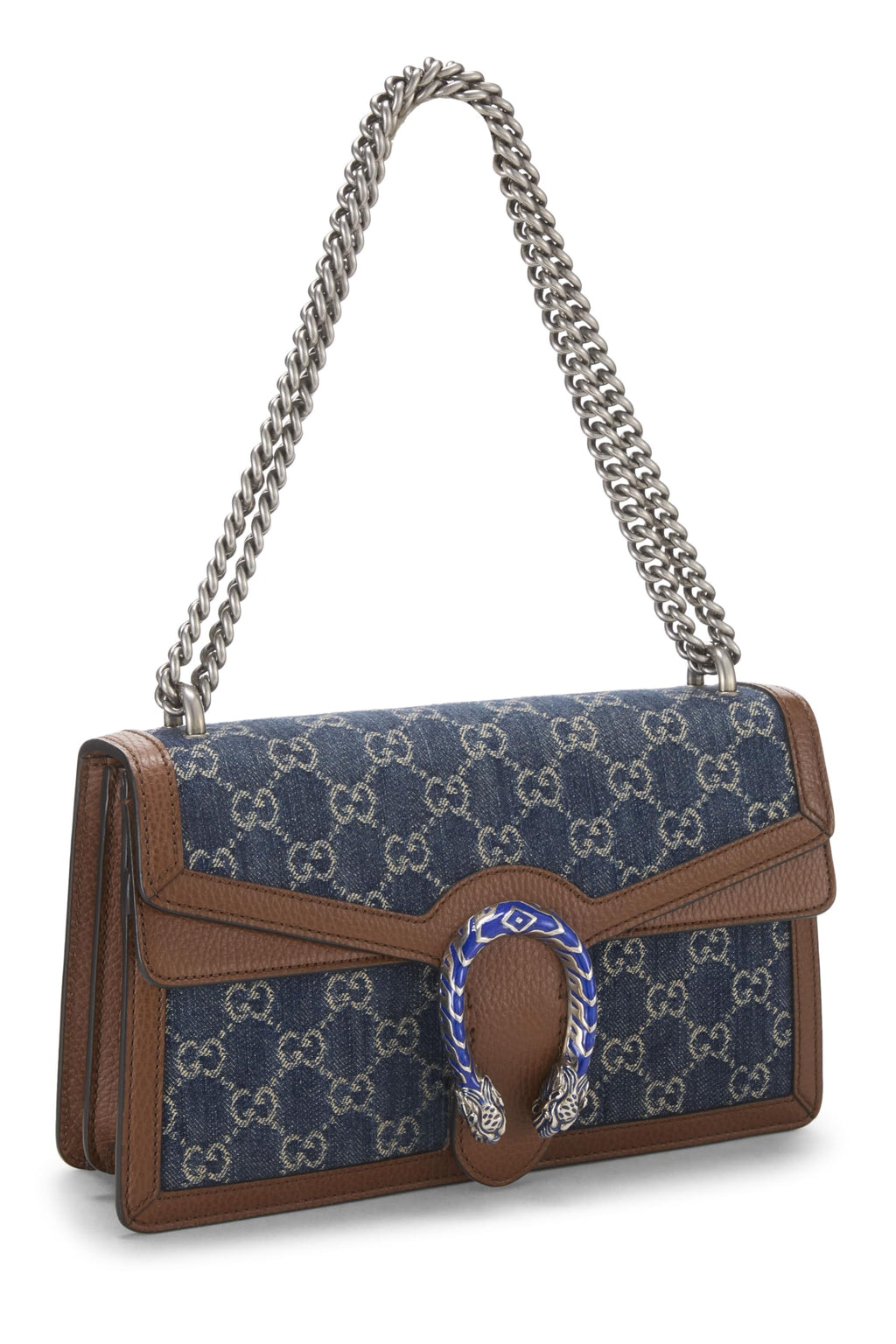 Gucci,  Blue GG Denim Dionysus Shoulder Bag Medium, Blue