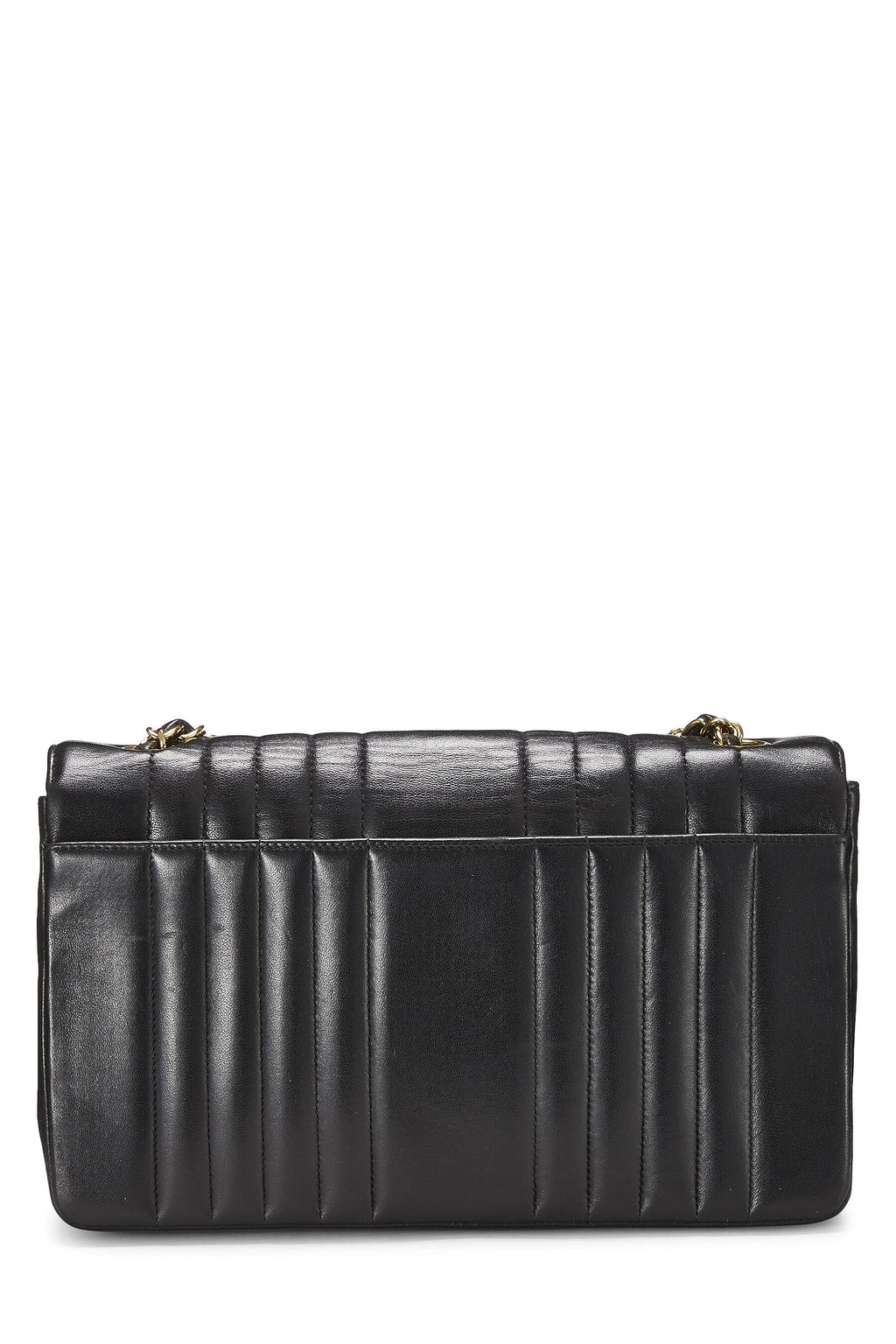 Chanel,  Black Vertical Lambskin Classic Flap Medium, Black