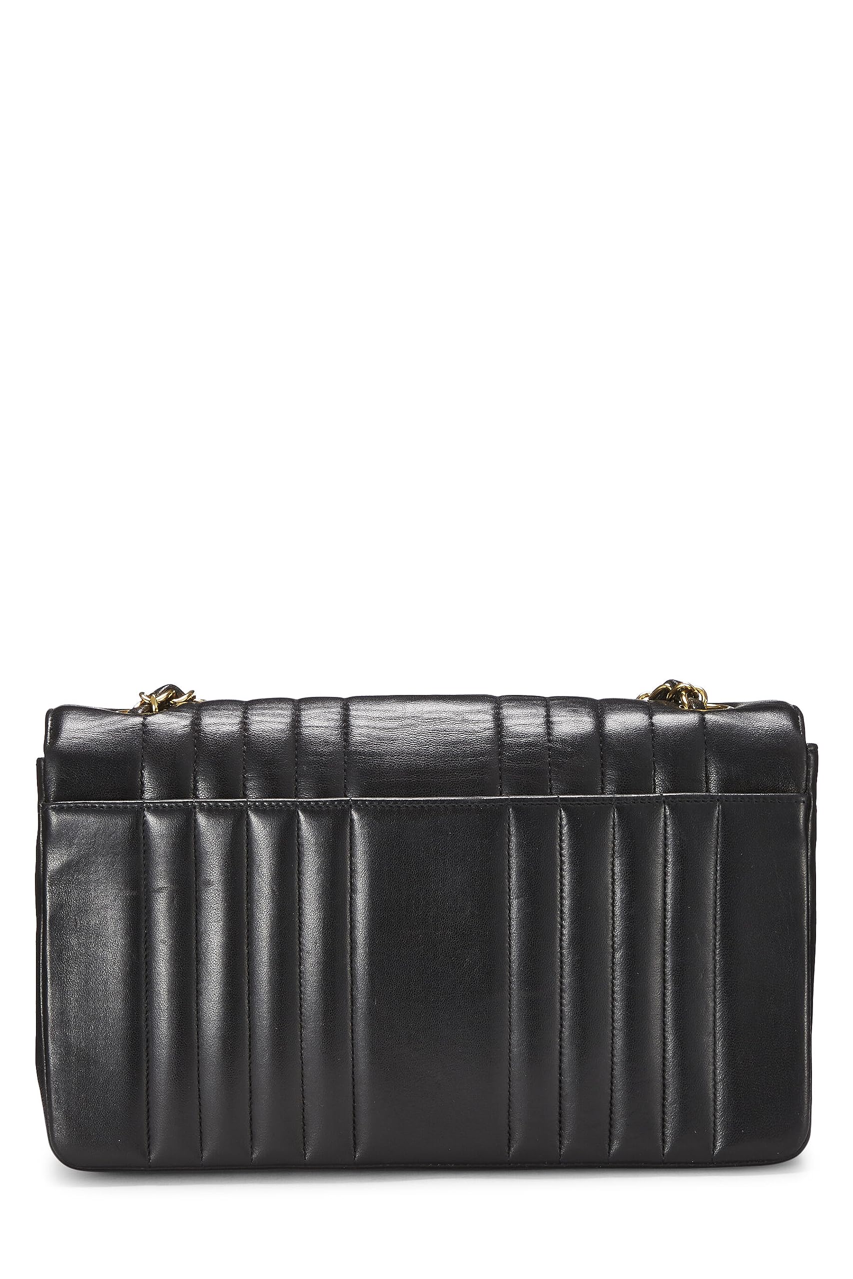 Chanel,  Black Vertical Lambskin Classic Flap Medium, Black