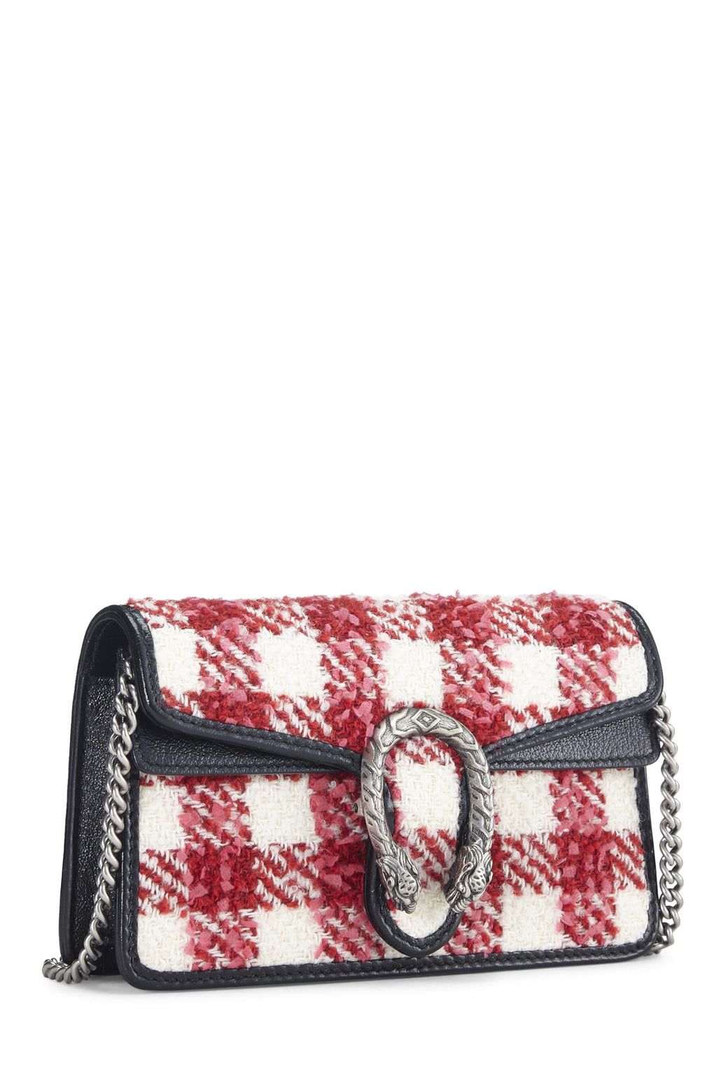 Gucci,  Red & White Tweed Dionysus Shoulder Bag Small, Multi