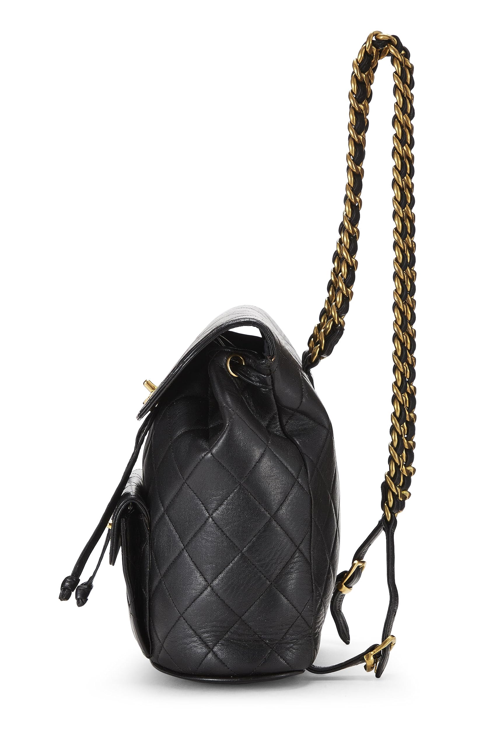 Chanel,  Black Quilted Lambskin 'CC' Classic Backpack Medium, Black