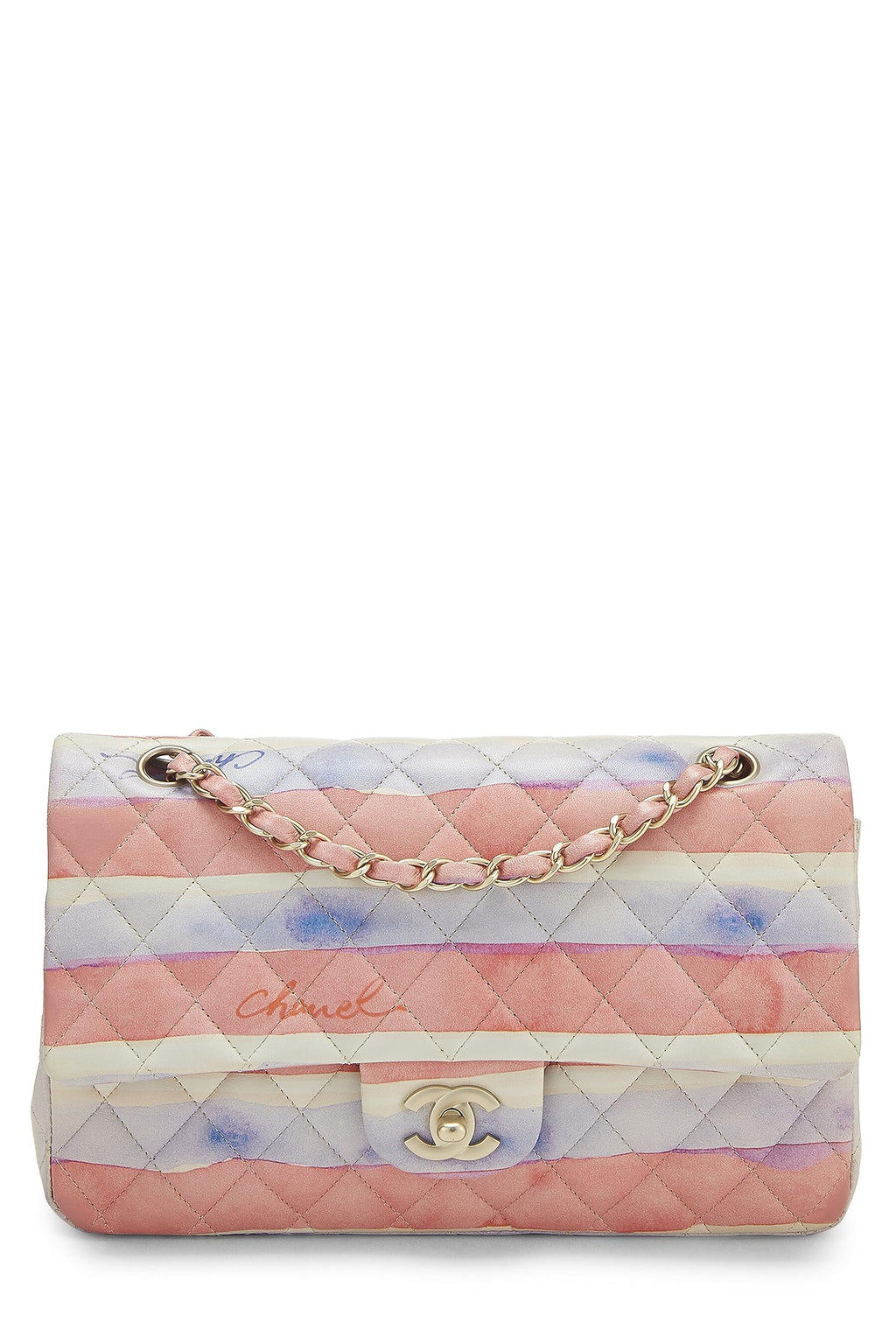 Chanel,  Multicolor Lambskin Watercolor Classic Double Flap Medium, Multi