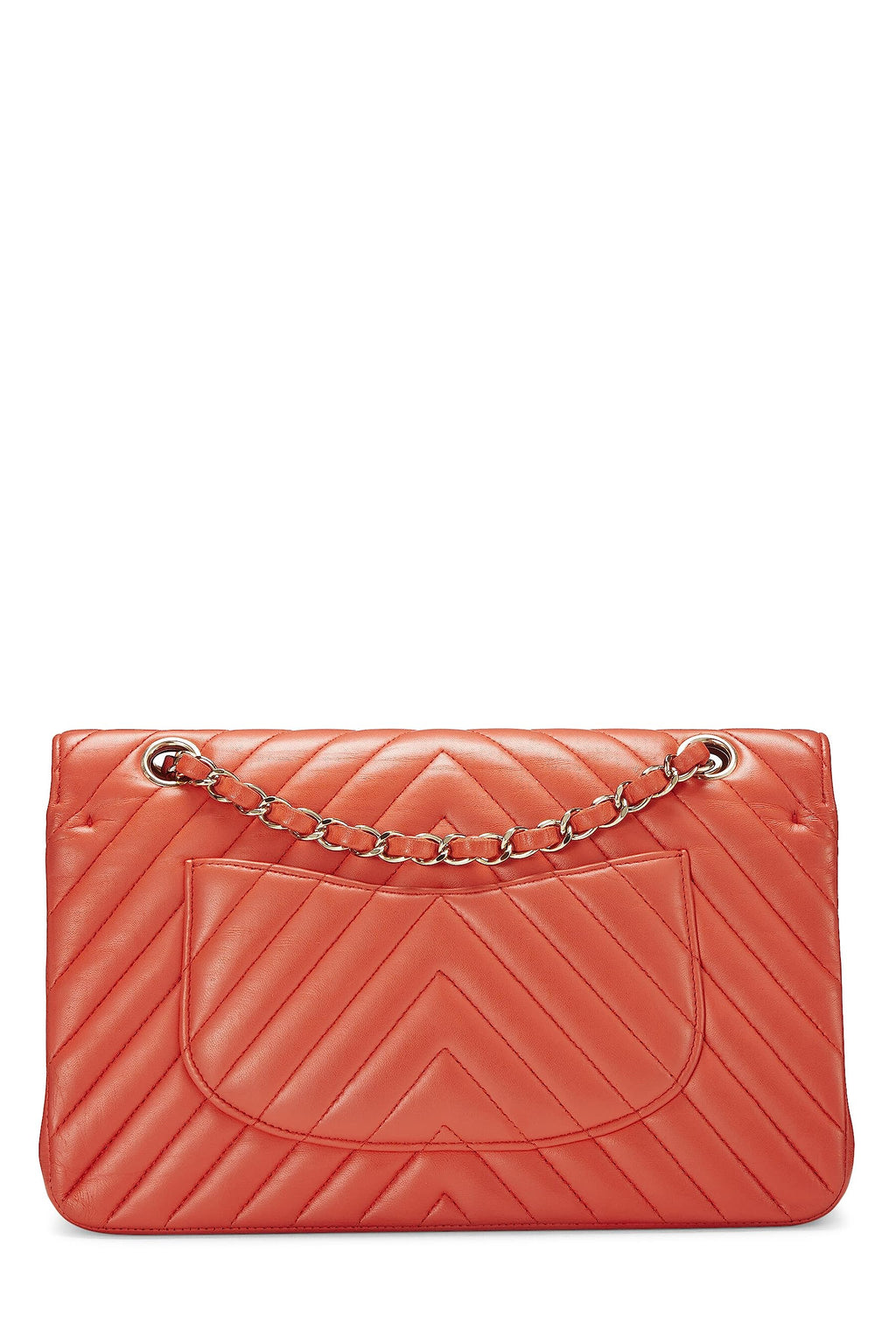 Chanel,  Orange Chevron Lambskin Classic Double Flap Medium, Black