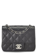 Chanel,  Black Quilted Caviar Classic Square Flap Mini, Black