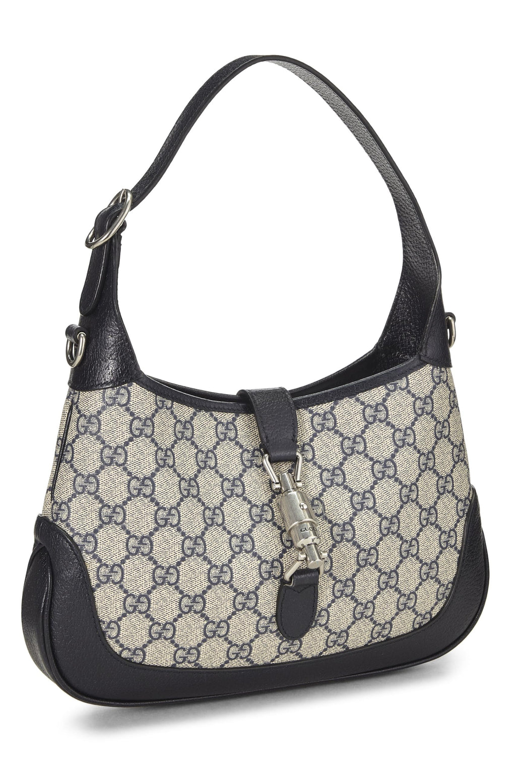Gucci,  Navy GG Supreme Canvas Web Jackie Shoulder Bag, Navy