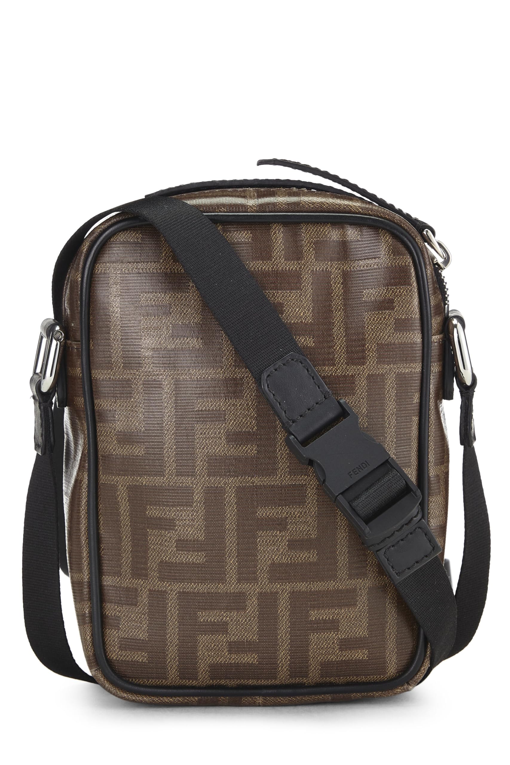 ,  Black & Brown Zucca Coated Canvas Crossbody Bag, Black