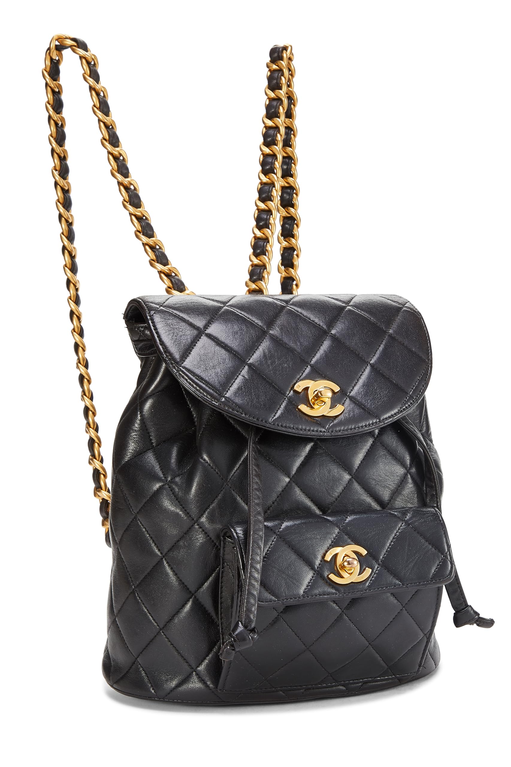 Chanel,  Black Quilted Lambskin 'CC' Classic Backpack Small, Black