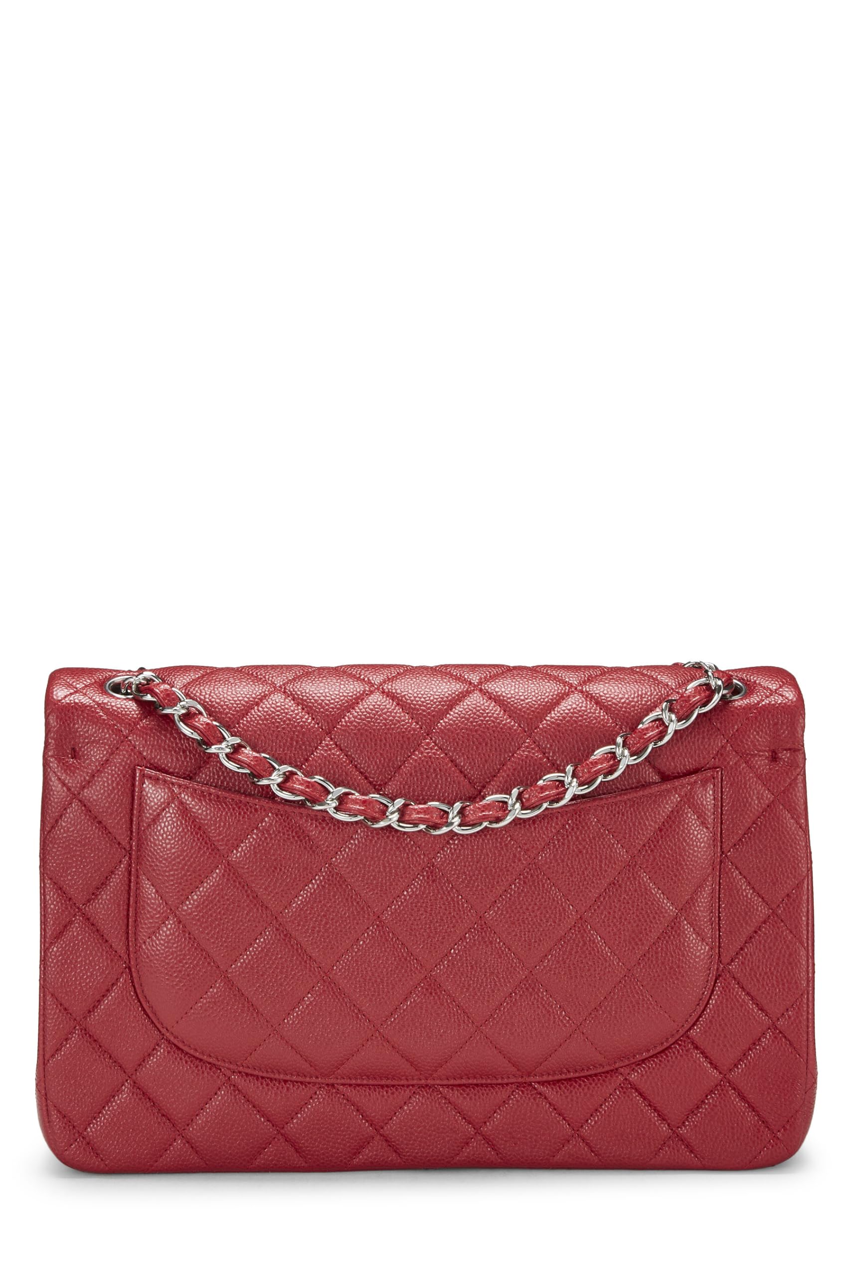 Chanel,  Red Quilted Caviar New Classic Double Flap Jumbo, Red