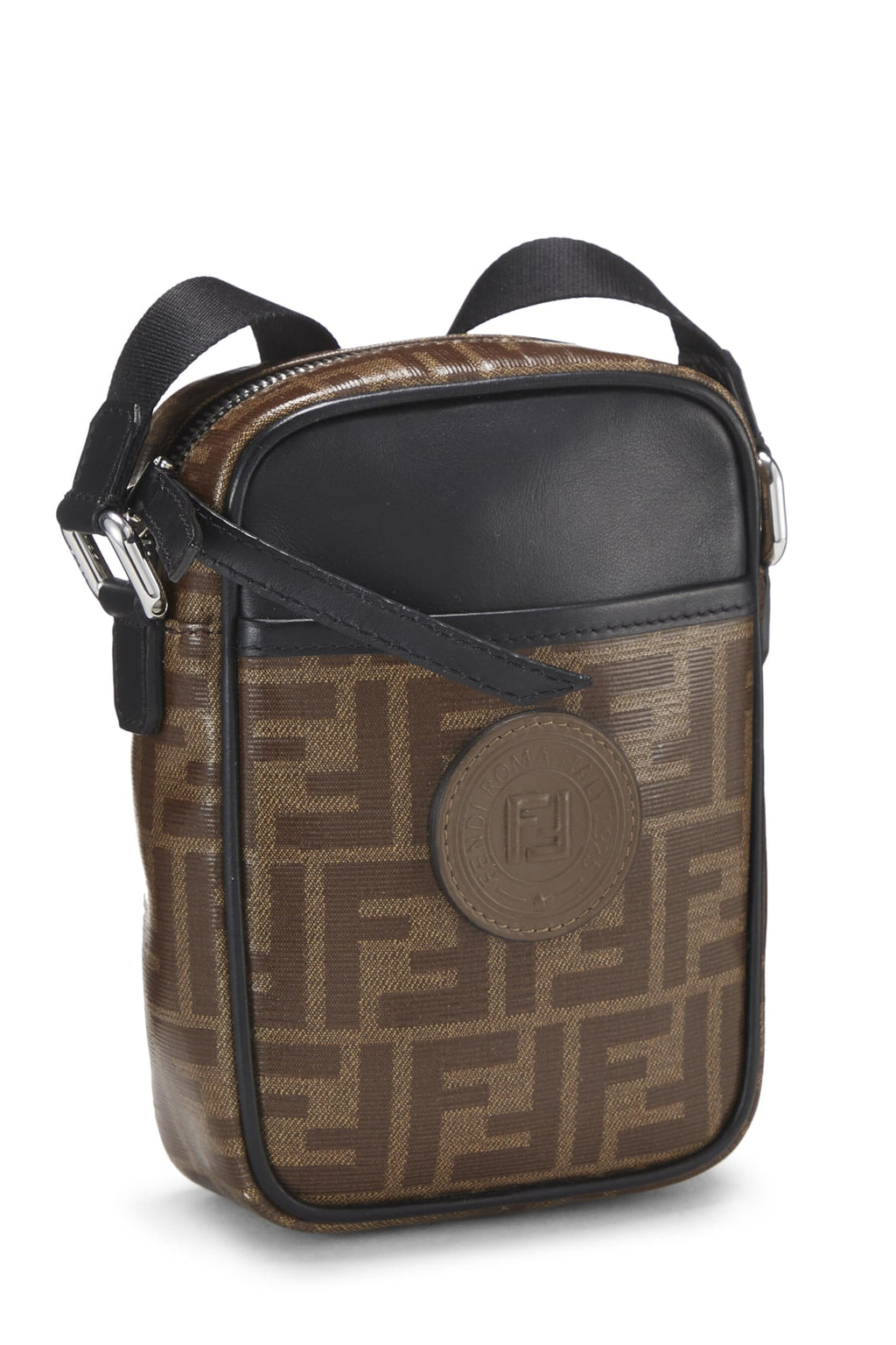 ,  Brown Leather & Zucca Canvas Crossbody, Black