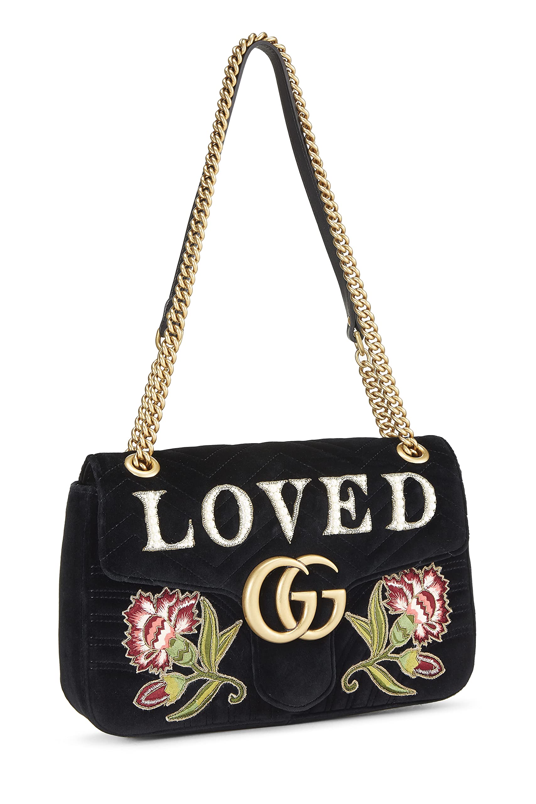Gucci,  Black VeLouis Vuittonet Marmont 'Loved' Shoulder Bag, Black