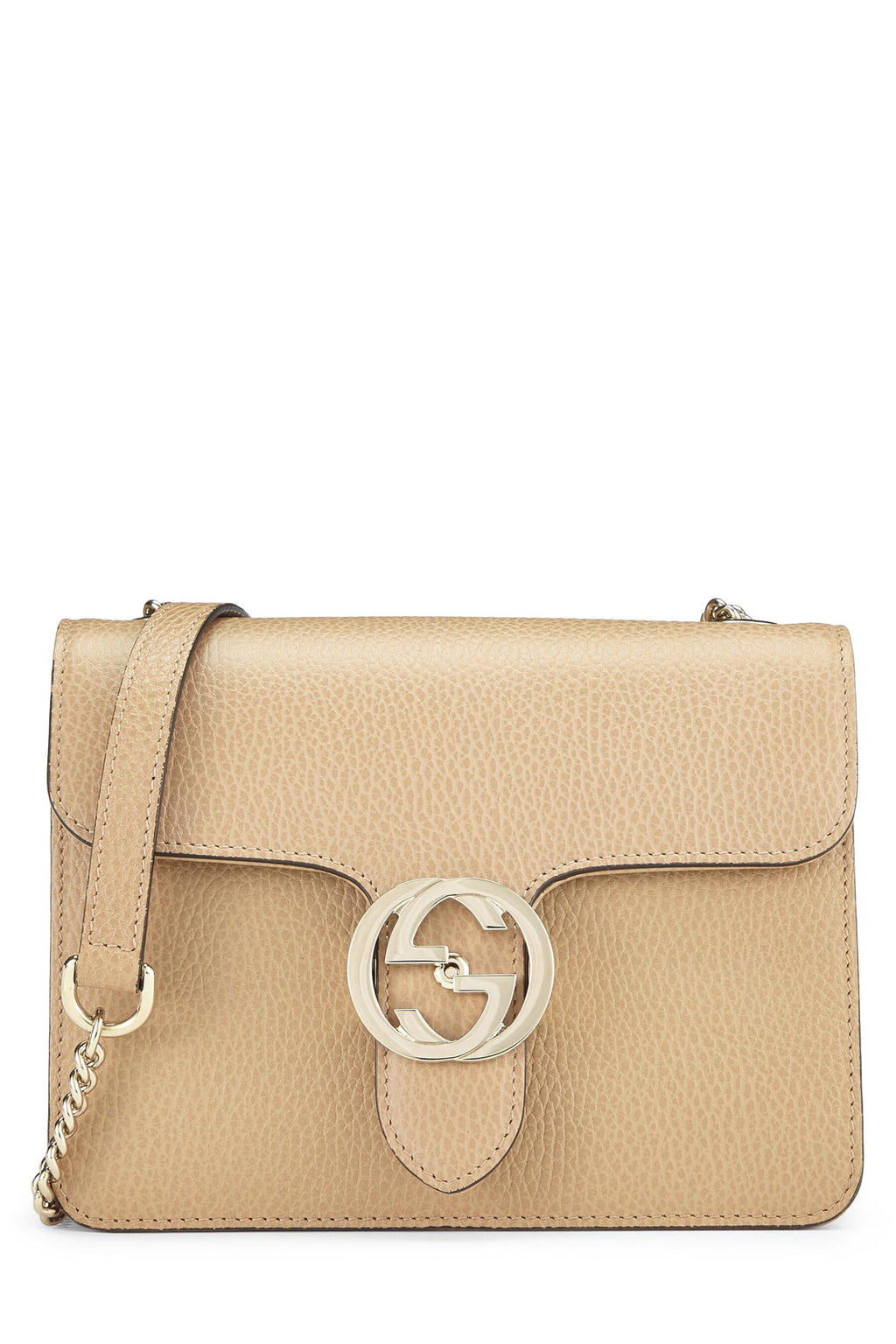 Gucci,  Beige Leather Interlocking Crossbody, Beige