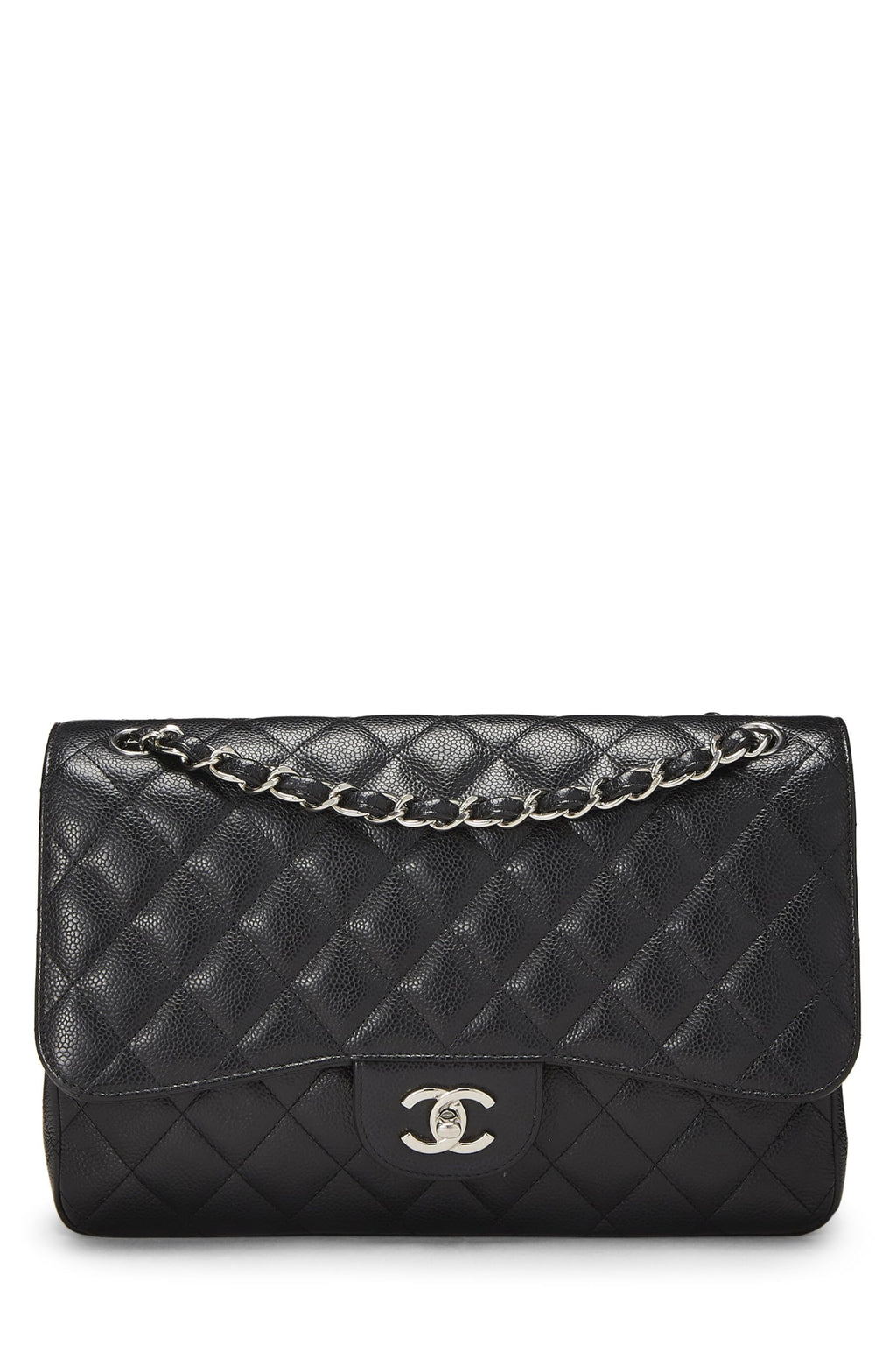 Chanel,  Black Quilted Caviar New Classic Flap Jumbo, Black