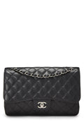 Chanel,  Black Quilted Caviar New Classic Flap Jumbo, Black