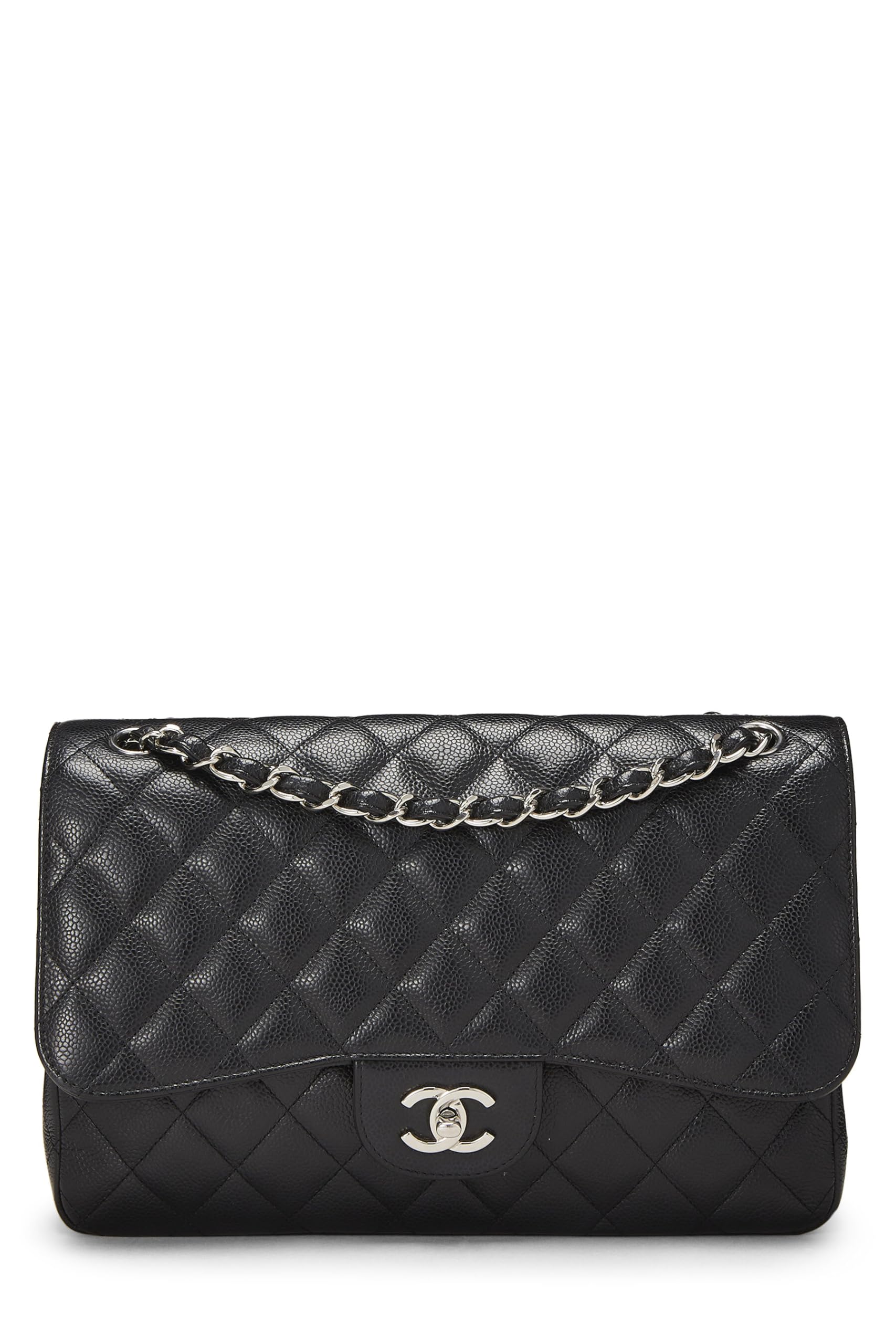 Chanel,  Black Quilted Caviar New Classic Flap Jumbo, Black