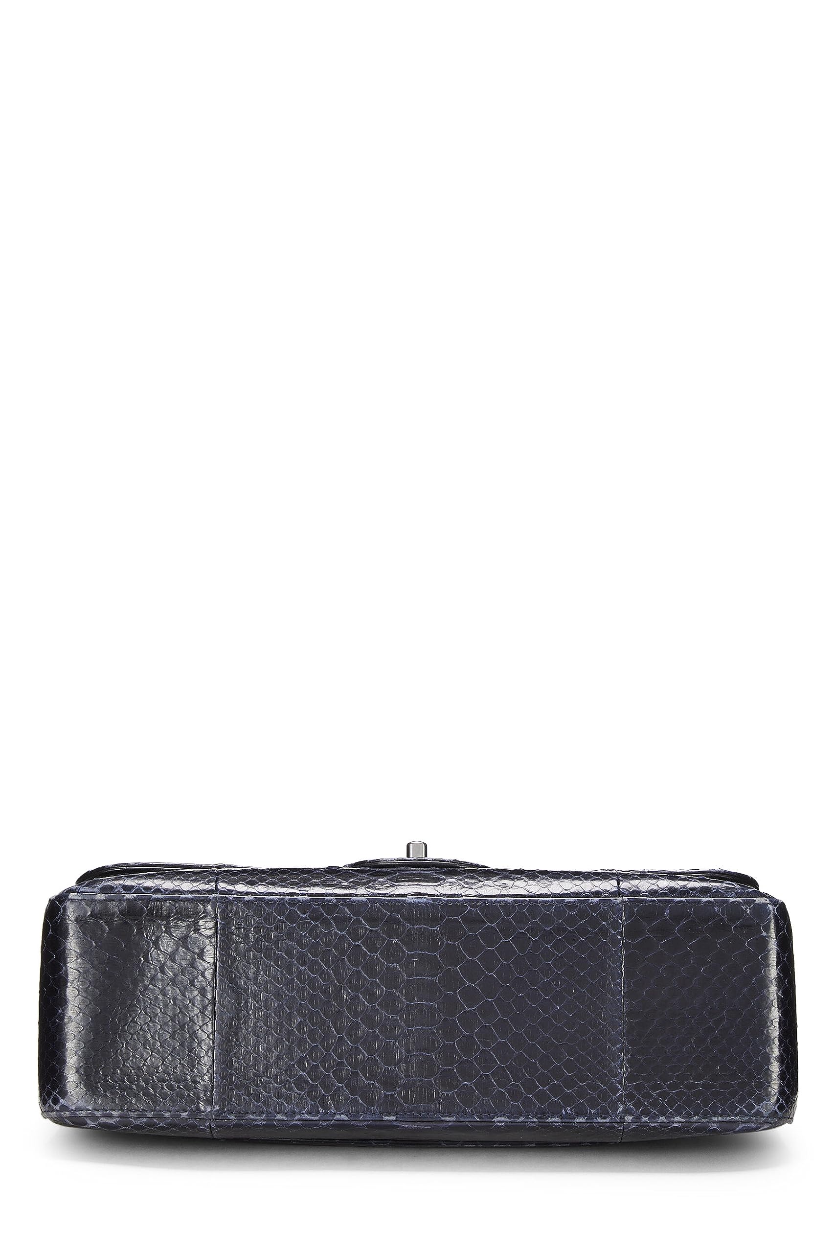 Chanel,  Navy Python New Classic Double Flap Jumbo, Navy
