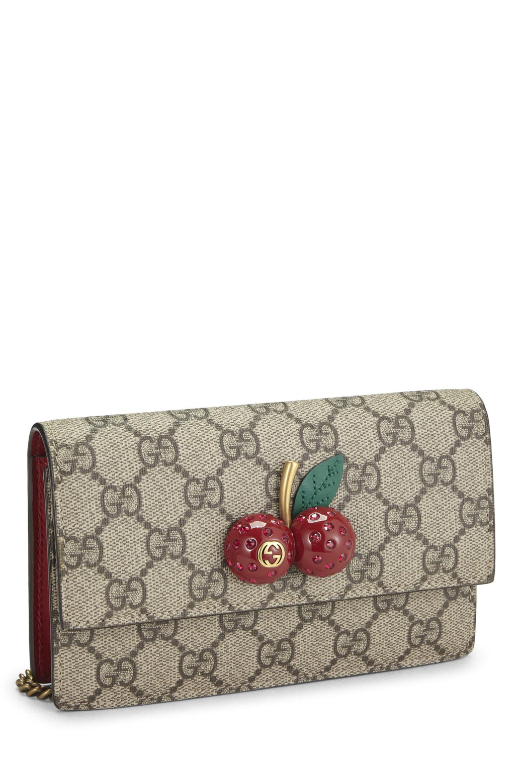 Gucci,  Original GG Supreme Canvas Cherry Convertible Clutch Mini, Red