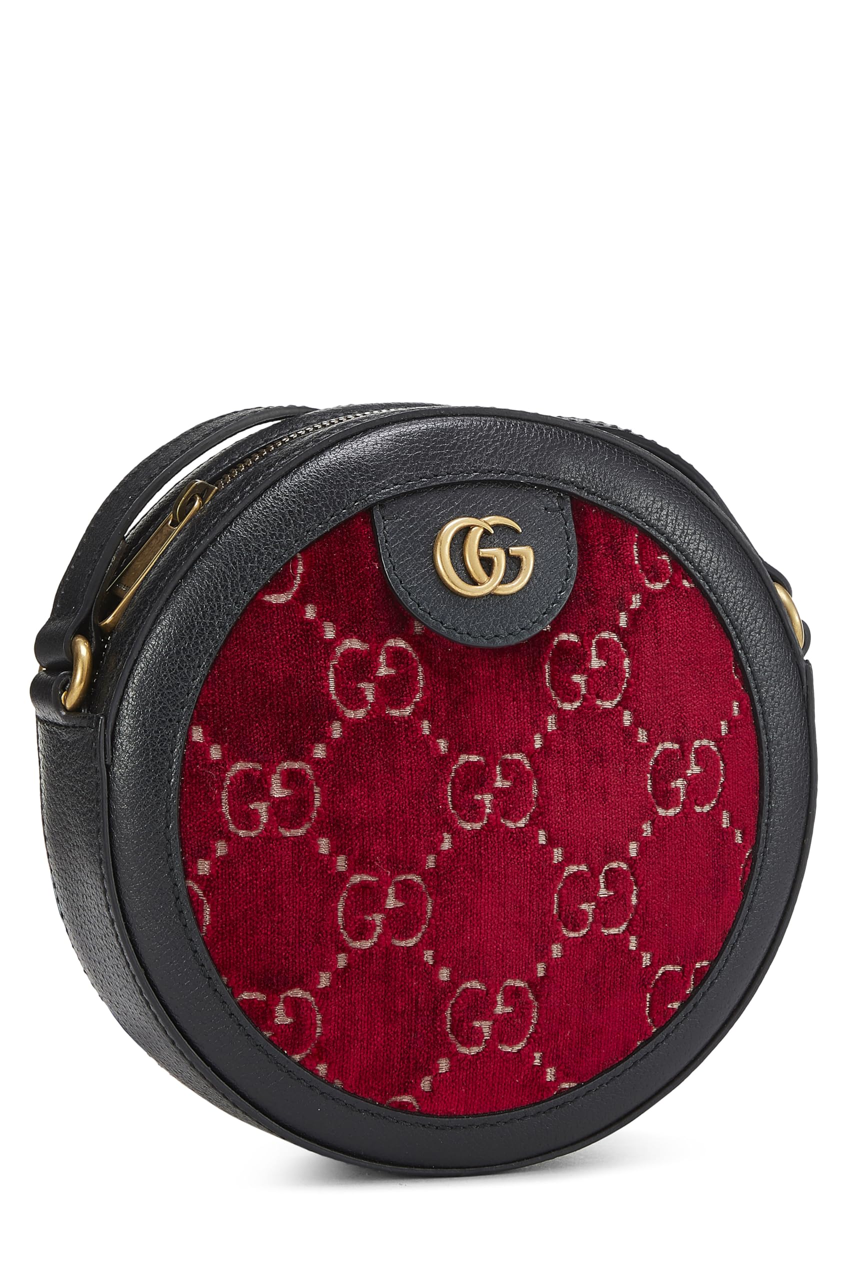 Gucci,  Burgundy VeLouis Vuittonet GG Marmont Round Shoulder Bag Mini, Burgundy