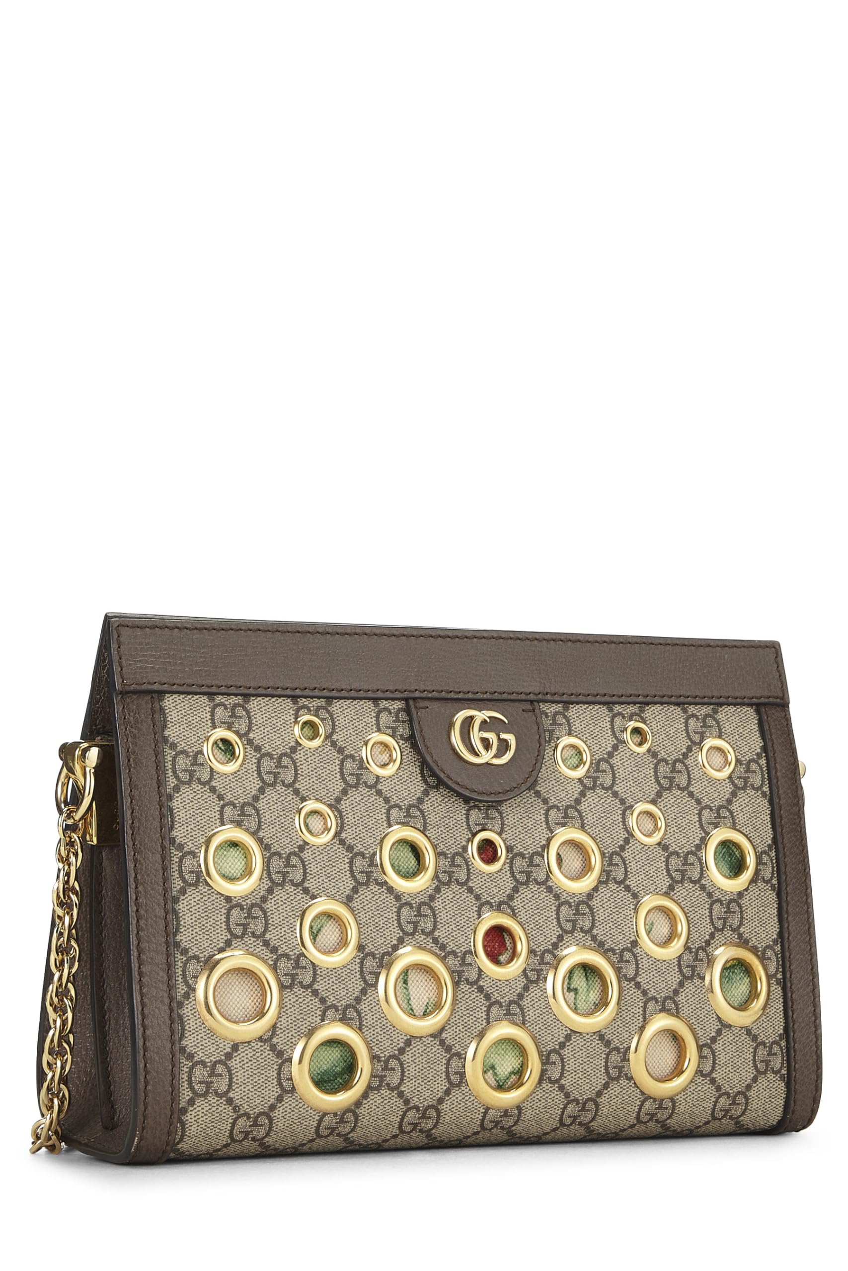 Gucci,  Original GG Supreme Canvas Ophidia Grommet Shoulder Bag Small, Brown