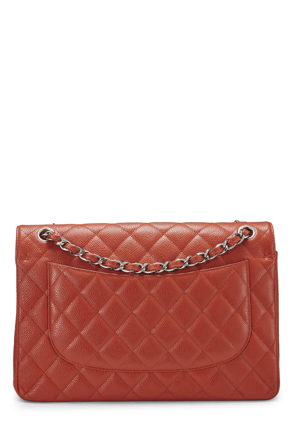 Chanel,  Orange Quilted Caviar New Classic Double Flap Jumbo, Orange