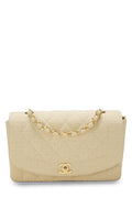 Chanel,  Beige Quilted Linen Classic Flap Medium, Beige