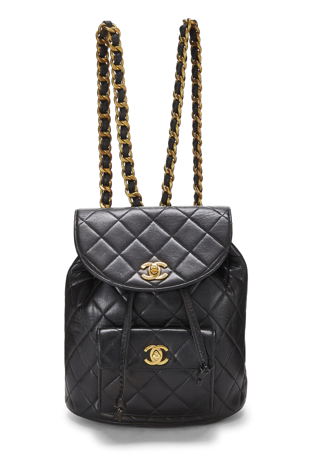 Chanel,  Black Quilted Lambskin 'CC' Classic Backpack Medium, Black