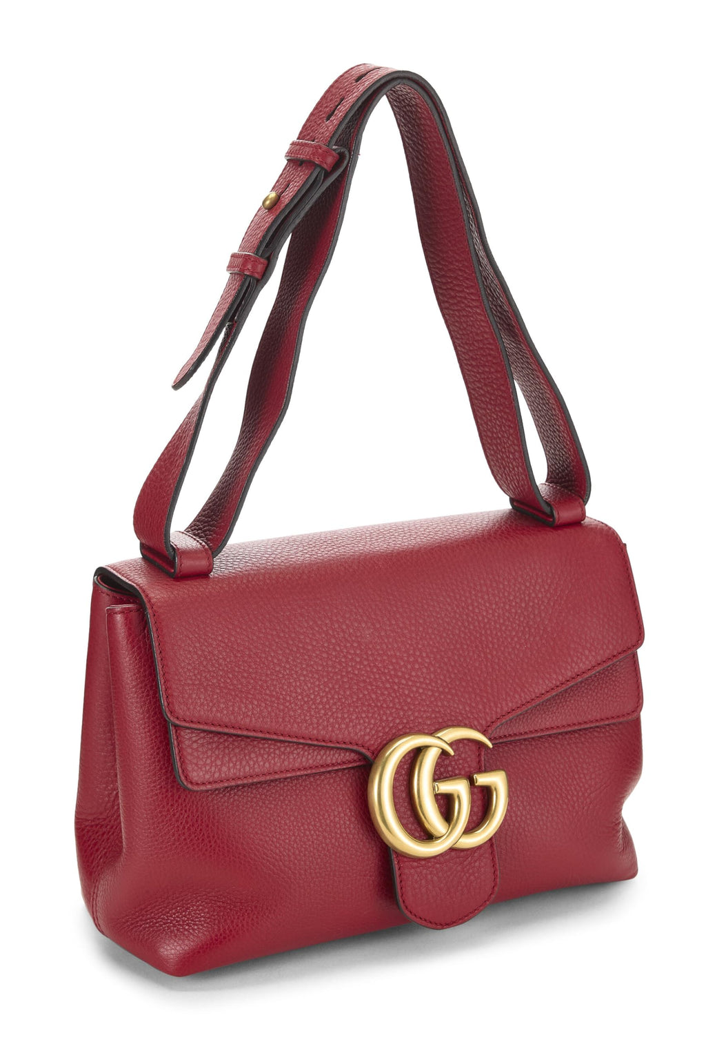 Gucci,  Red Leather GG Marmont Shoulder Bag, Red