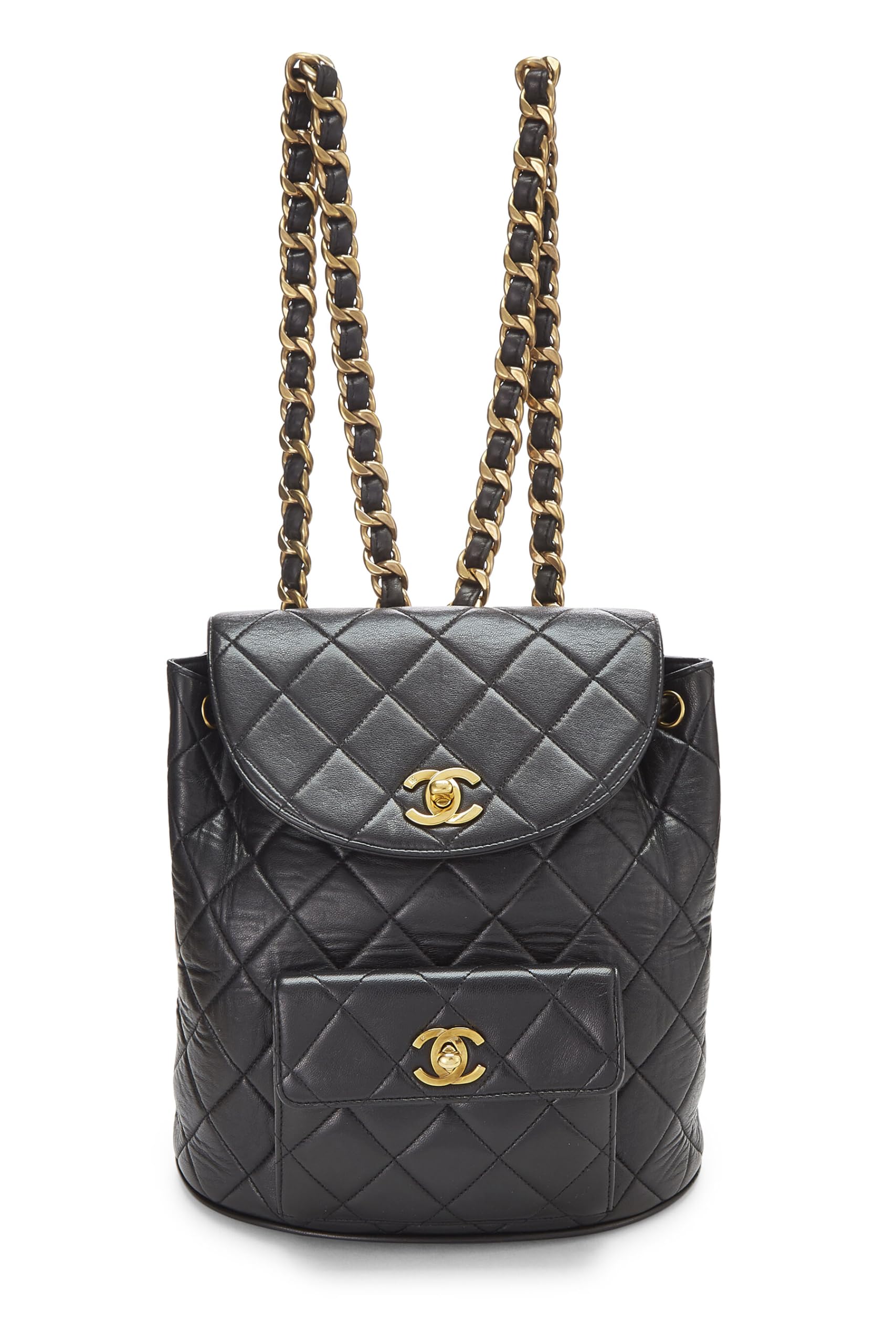Chanel,  Black Quilted Lambskin 'CC' Classic Backpack Medium, Black