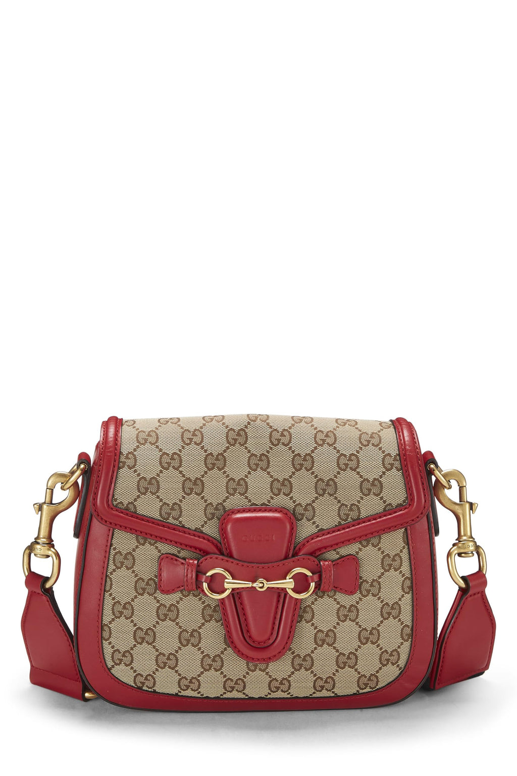 Gucci,  Red Original GG Canvas Lady Web Shoulder Bag Small, Red