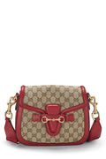 Gucci,  Red Original GG Canvas Lady Web Shoulder Bag Small, Red