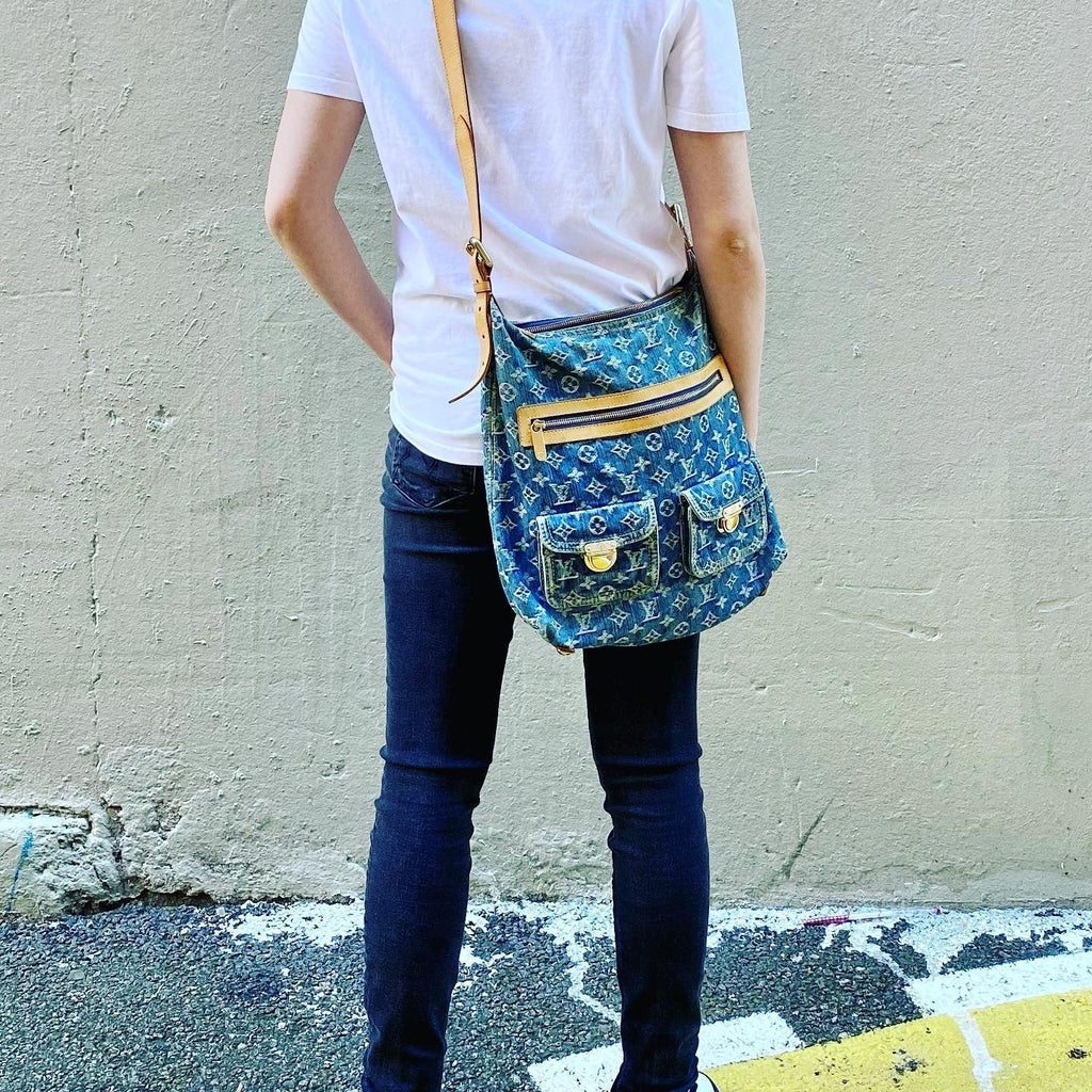 LOUIS VUITTON Denim Monogram Denim Baggy GM Bag