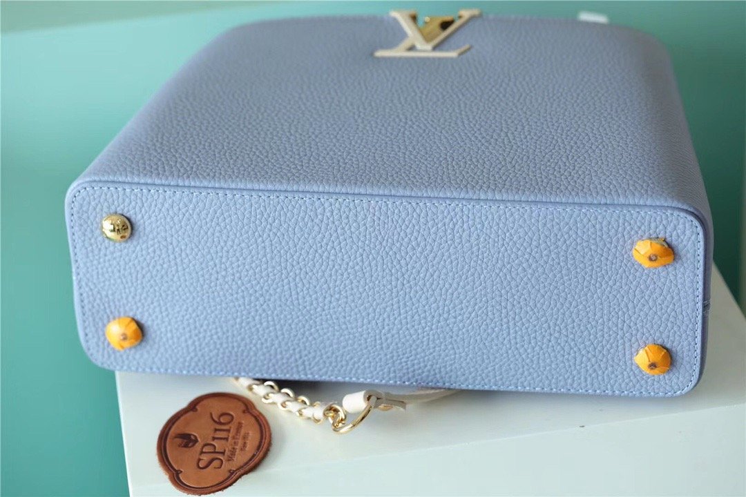 Louis Vuitton Capucines MM Taurillon Light Blue/ Beige For Women, WomenÃƒÂ¢Ã¢â€šÂ¬Ã¢â€žÂ¢s Bags, Shoulder And Crossbody Bags 12.4in/31.5cm Louis VuittonÃƒâ€šÃ‚Â 